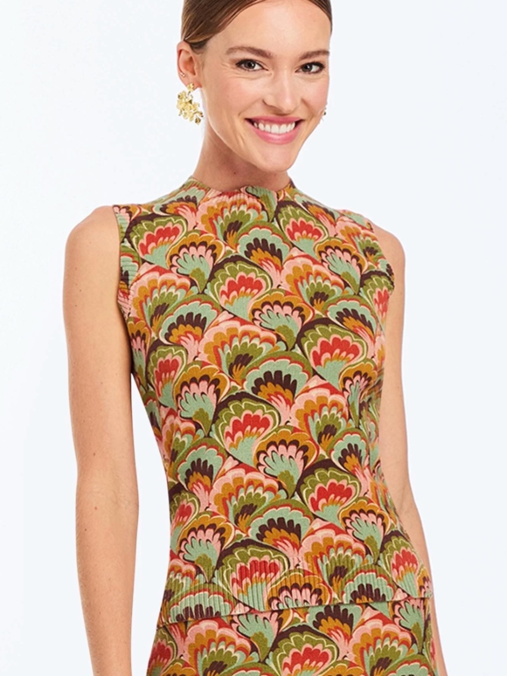 Mestiza New York XS Soho knit sheel sweater top marbled multi color scallops